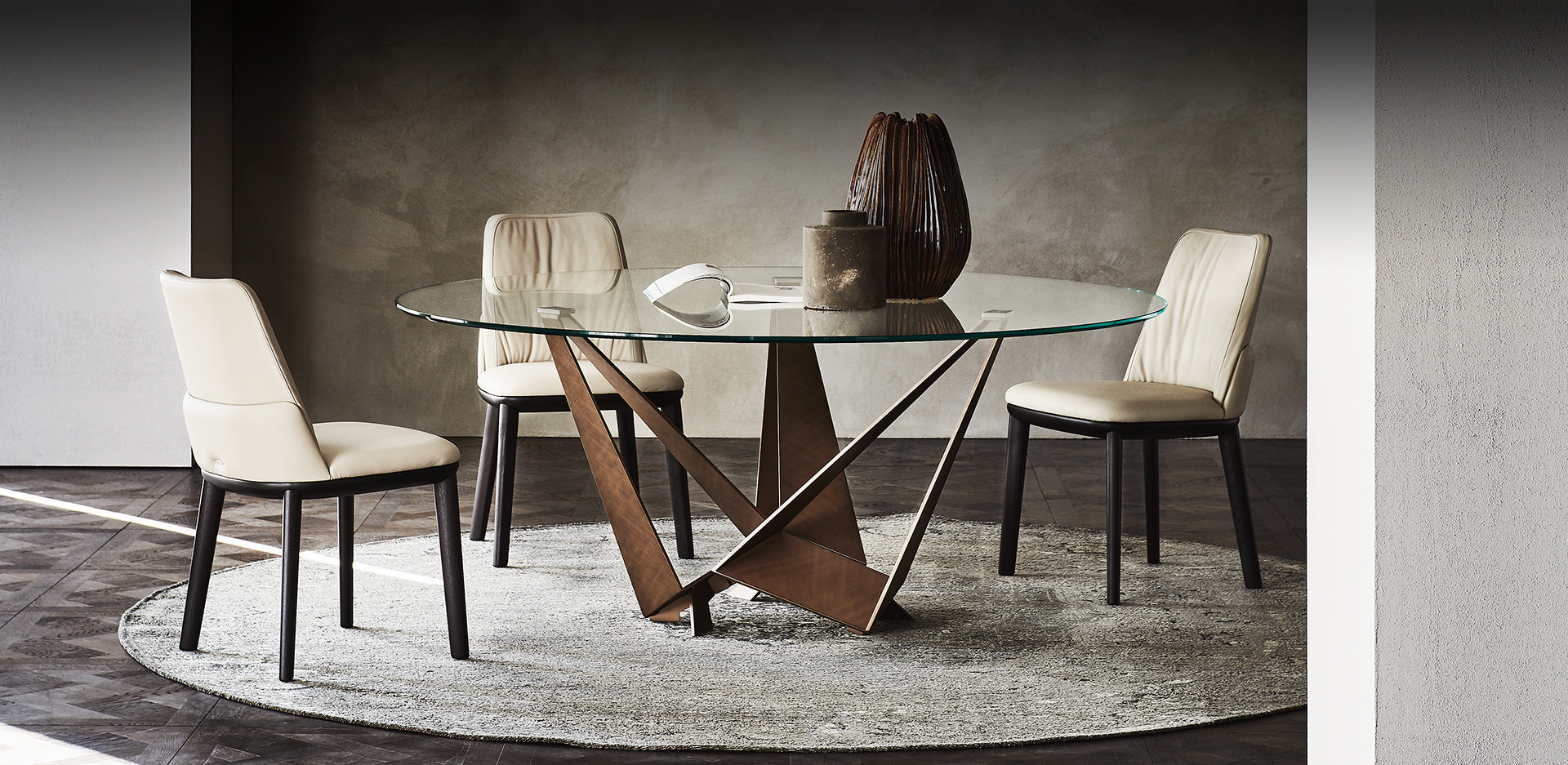 Tavolo Skorpio Round Cattelan - base in acciaio e piano in legno