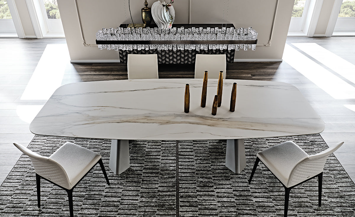 Tavolo Mad Max Keramik Cattelan - base in acciaio e piano in ceramica (300x120x74h sag.)