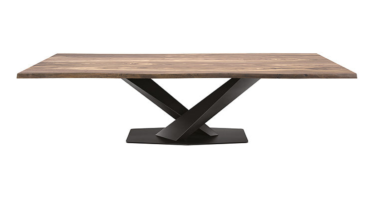 Tavolo Stratos Wood Cattelan - base in acciaio e piano in legno (Versione A con bordi obliqui)
