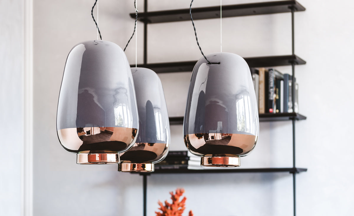 Lampada Asia Cattelan - attacco in acciaio e paralume in ceramica