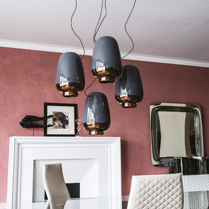 Lampada Asia Cattelan - attacco in acciaio e paralume in ceramica