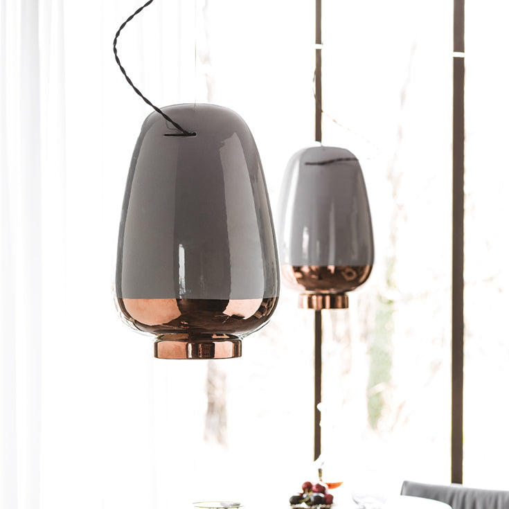 Lampada Asia Cattelan - attacco in acciaio e paralume in ceramica