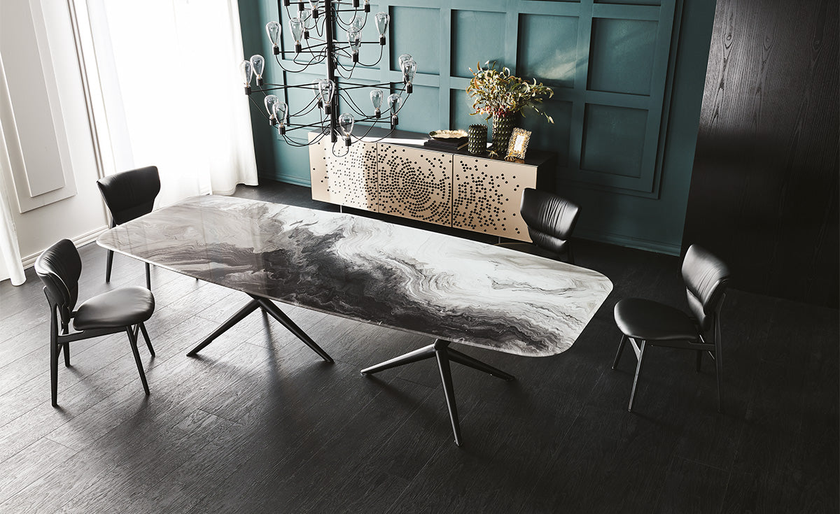 Tavolo Atlantis Crystalart Cattelan - base in acciaio e piano in cristallo