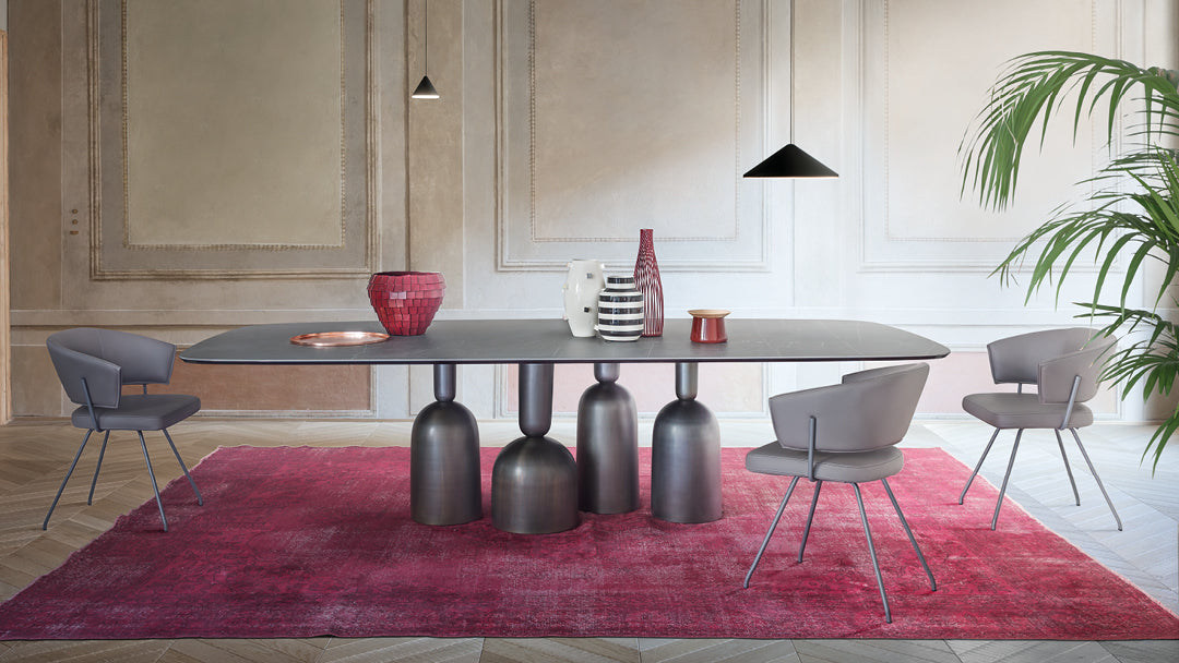 Sedia Bahia Bonaldo - gambe in metallo e rivestimento in tessuto, ecopelle, ecopelle vintage e pelle