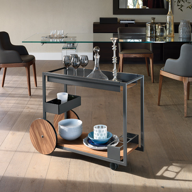 Carrello Bar Brandy Cattelan - struttura in acciaio e piani in legno