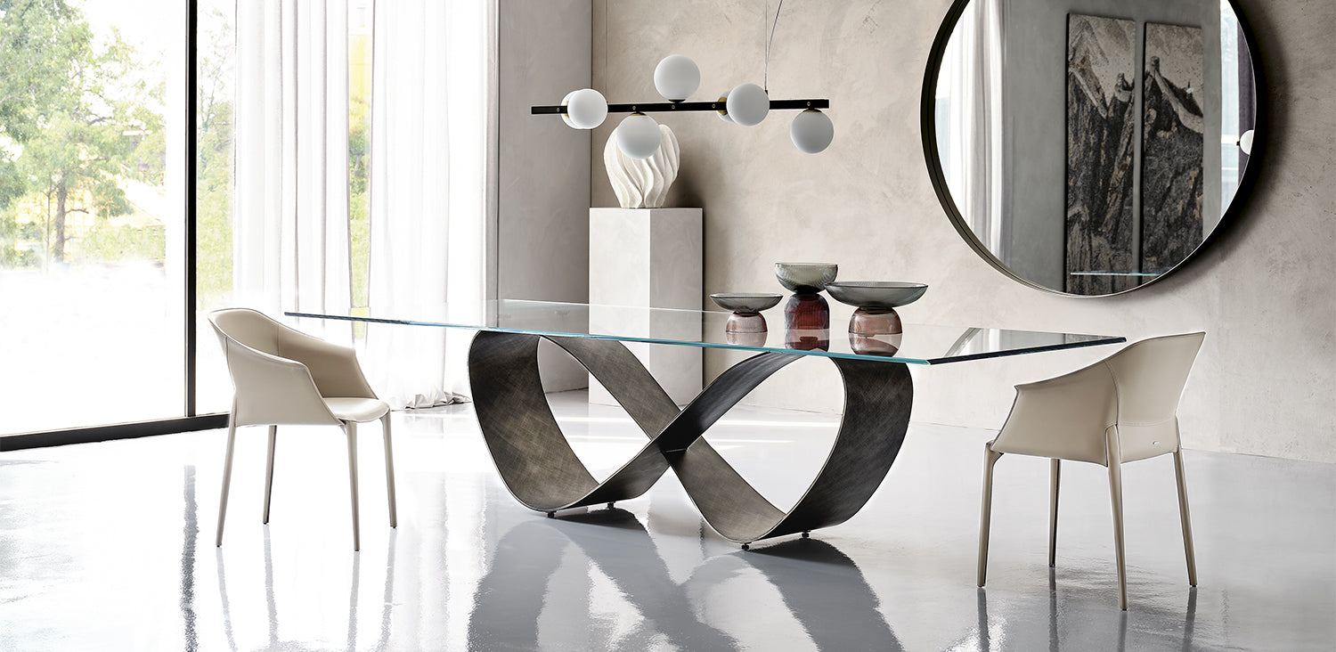 Tavolo Butterfly Cattelan - base in acciaio e piano in cristallo 15 mm