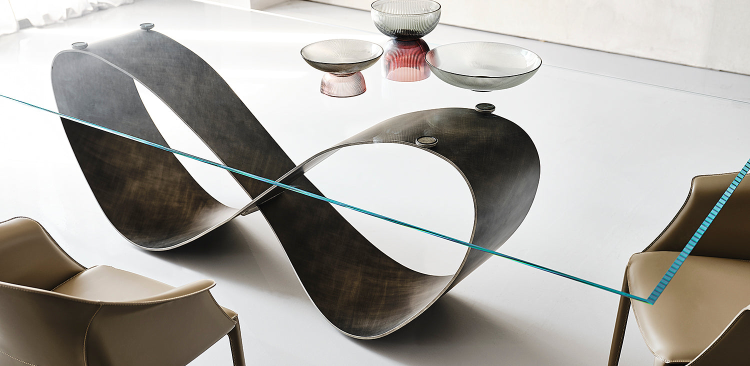 Tavolo Butterfly Cattelan - base in acciaio e piano in cristallo 15 mm