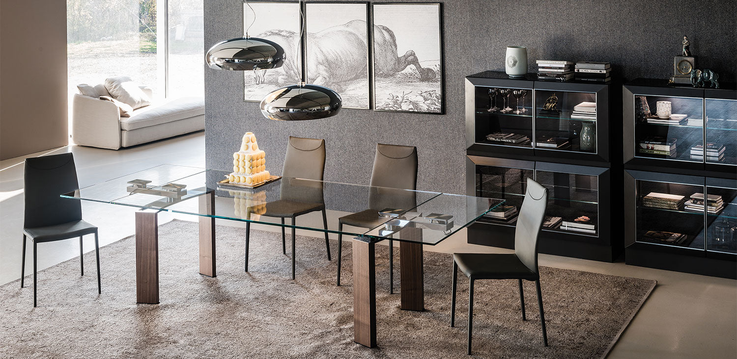 Tavolo Daytona Cattelan - base in acciaio e piano in cristallo 15 mm