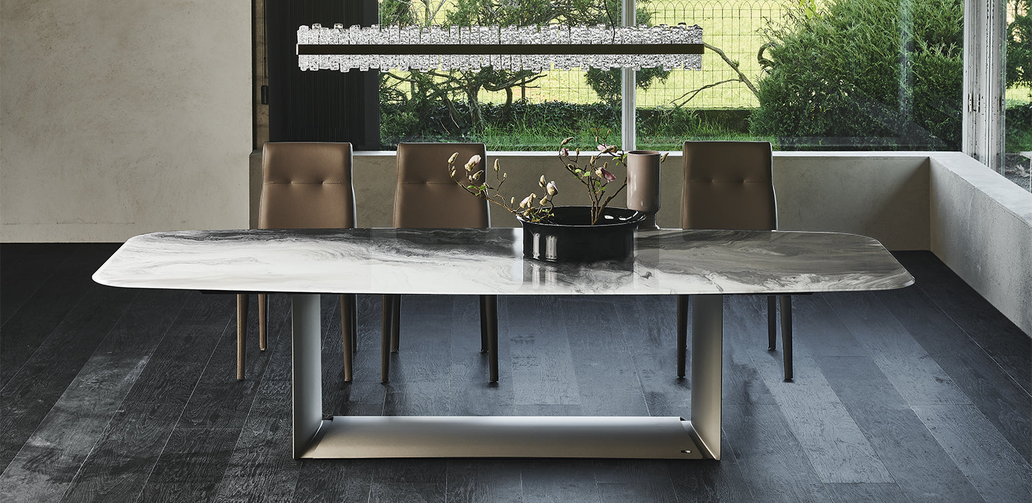 Tavolo Dragon Crystalart Cattelan - base in acciaio e piano in cristallo