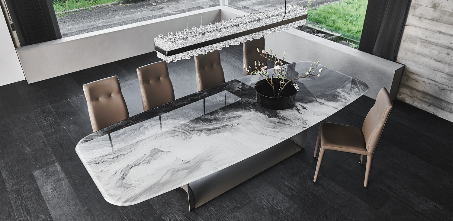 Tavolo Dragon Crystalart Cattelan - base in acciaio e piano in cristallo