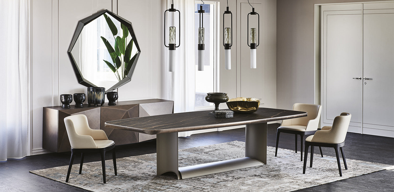 Tavolo Dragon Keramik Premium Cattelan - base in acciaio e piano in ceramica 6 cm  (300x128x74h)