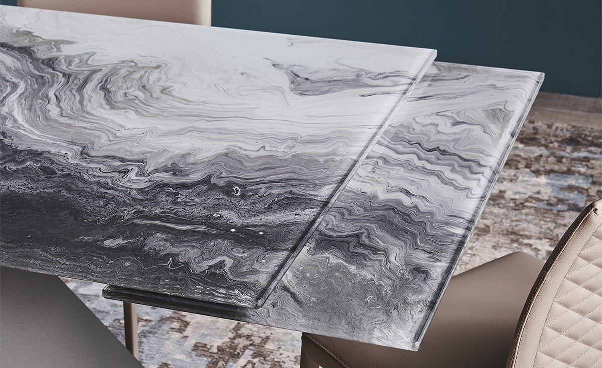 Tavolo Eliot Crystalart Drive - base in acciaio e piano in cristallo 12 mm