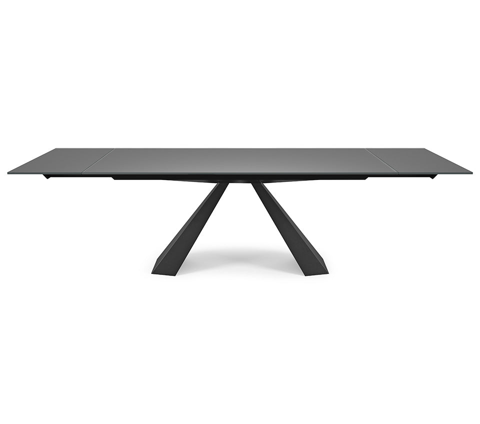 Tavolo Eliot Drive - base in acciaio e piano in cristallo 12 mm