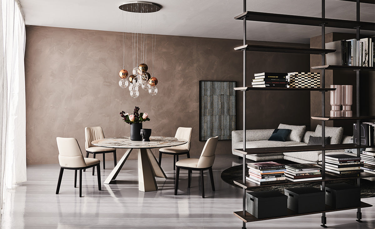 Tavolo Eliot Keramik Round - base in acciaio e piano in ceramica (ø158x73h)