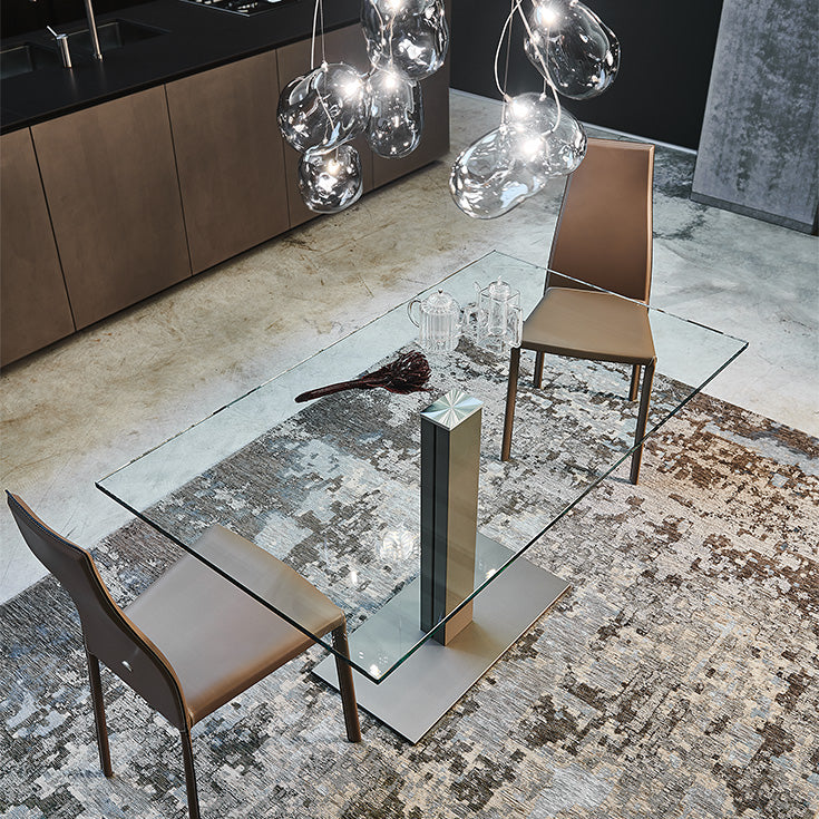 Tavolo Elvis Cattelan - base in acciaio e piano in cristallo 15 mm
