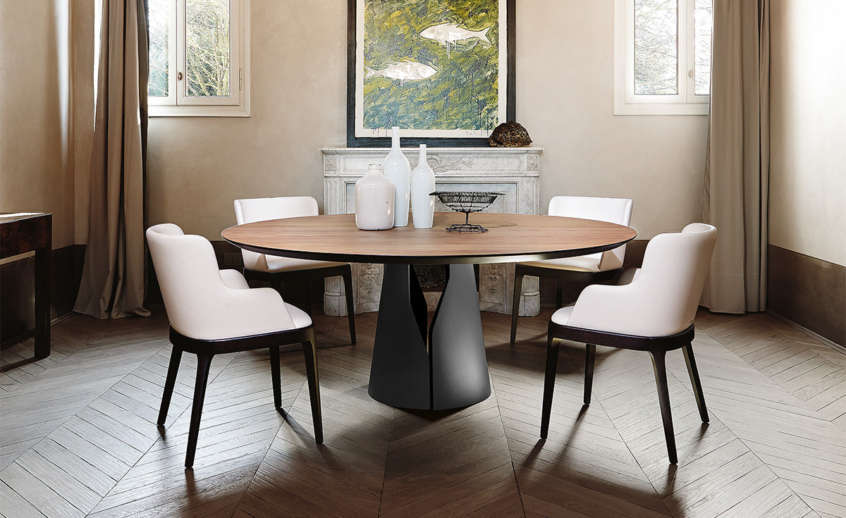 Tavolo Giano Cattelan - base in acciaio e piano in legno o marmo