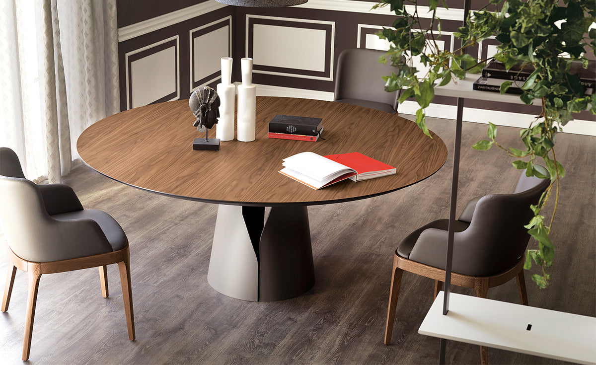 Tavolo Giano Cattelan - base in acciaio e piano in legno o marmo