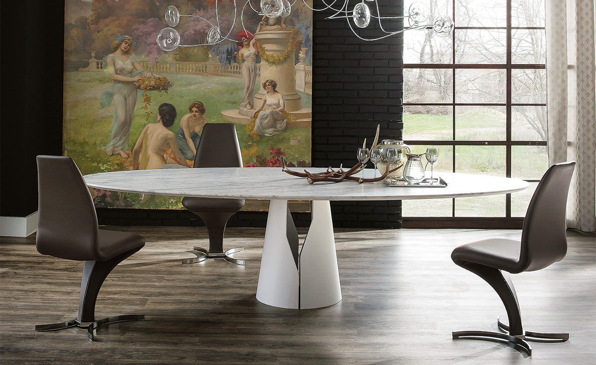 Tavolo Giano Cattelan - base in acciaio e piano in legno o marmo