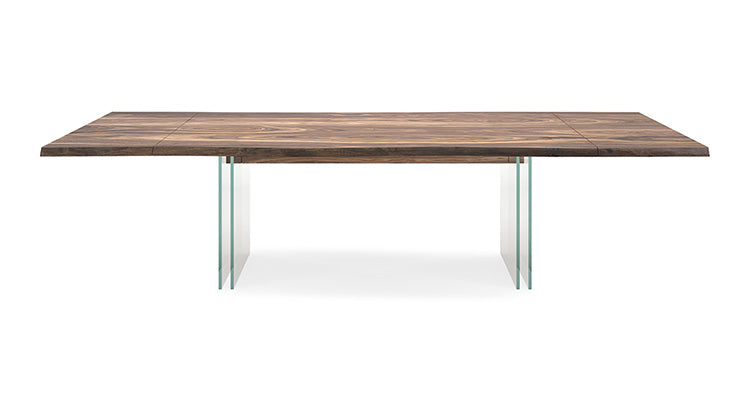 Tavolo Ikon Drive Cattelan - base in cristallo, trave in graphite e piano in legno