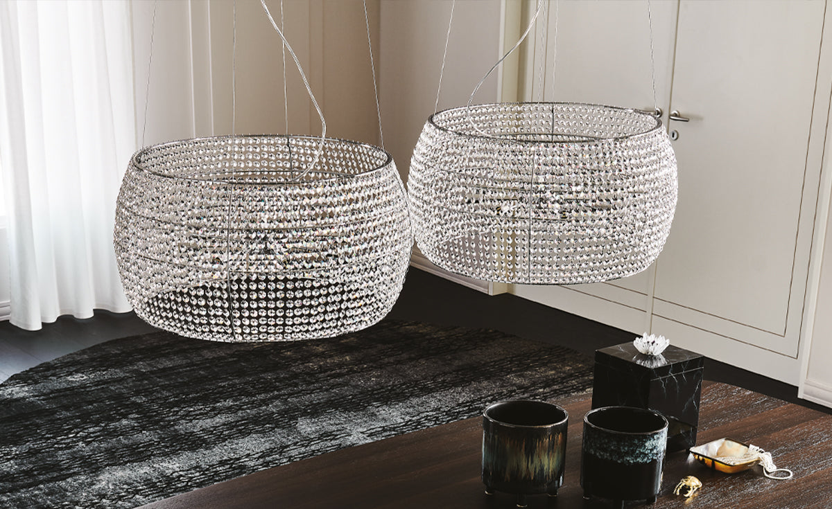 Lampada Kidal Cattelan - telaio in acciaio e paralume in cristallo