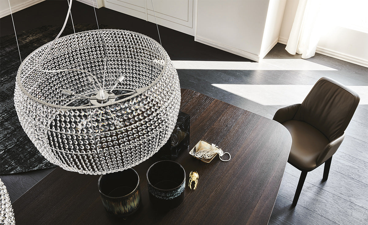 Lampada Kidal Cattelan - telaio in acciaio e paralume in cristallo