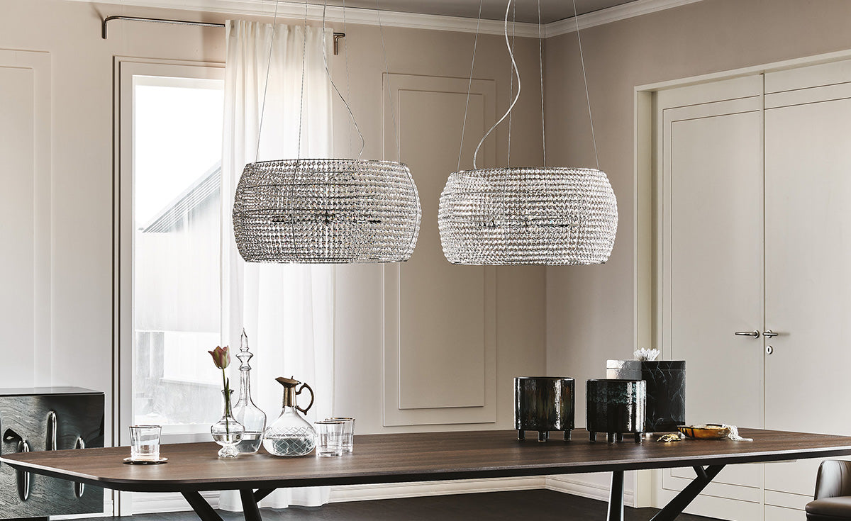 Lampada Kidal Cattelan - telaio in acciaio e paralume in cristallo