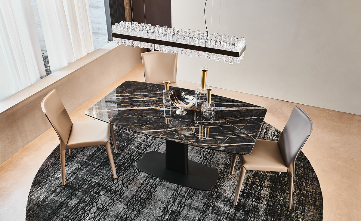 Tavolo Linus Keramik Drive Cattelan - base e colonna in acciaio e piano in ceramica