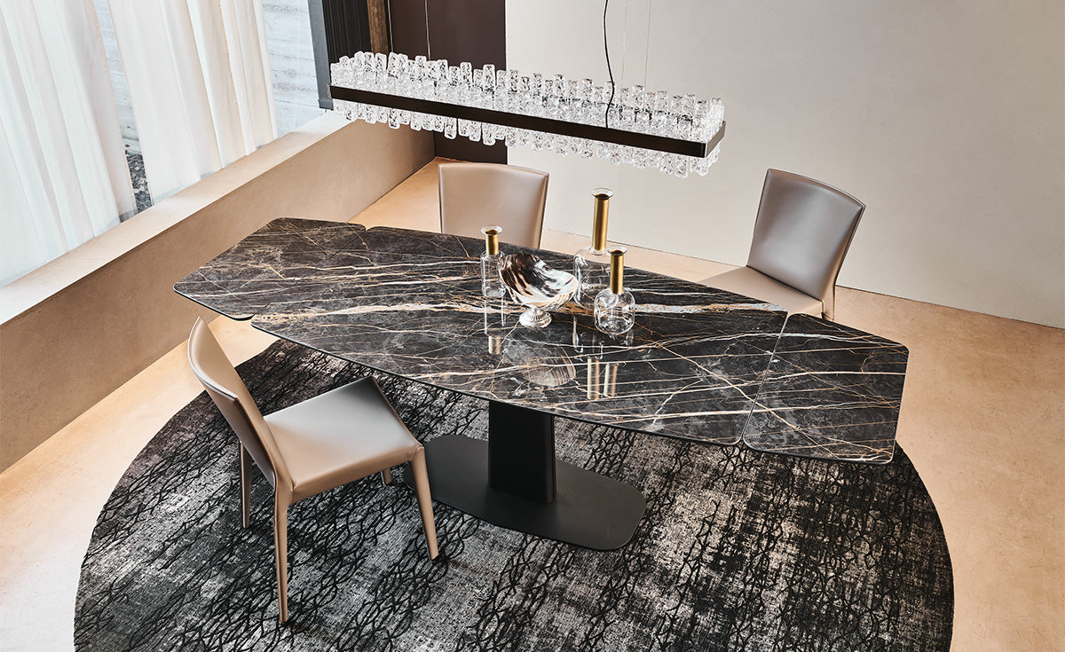 Tavolo Linus Keramik Drive Cattelan - base e colonna in acciaio e piano in ceramica