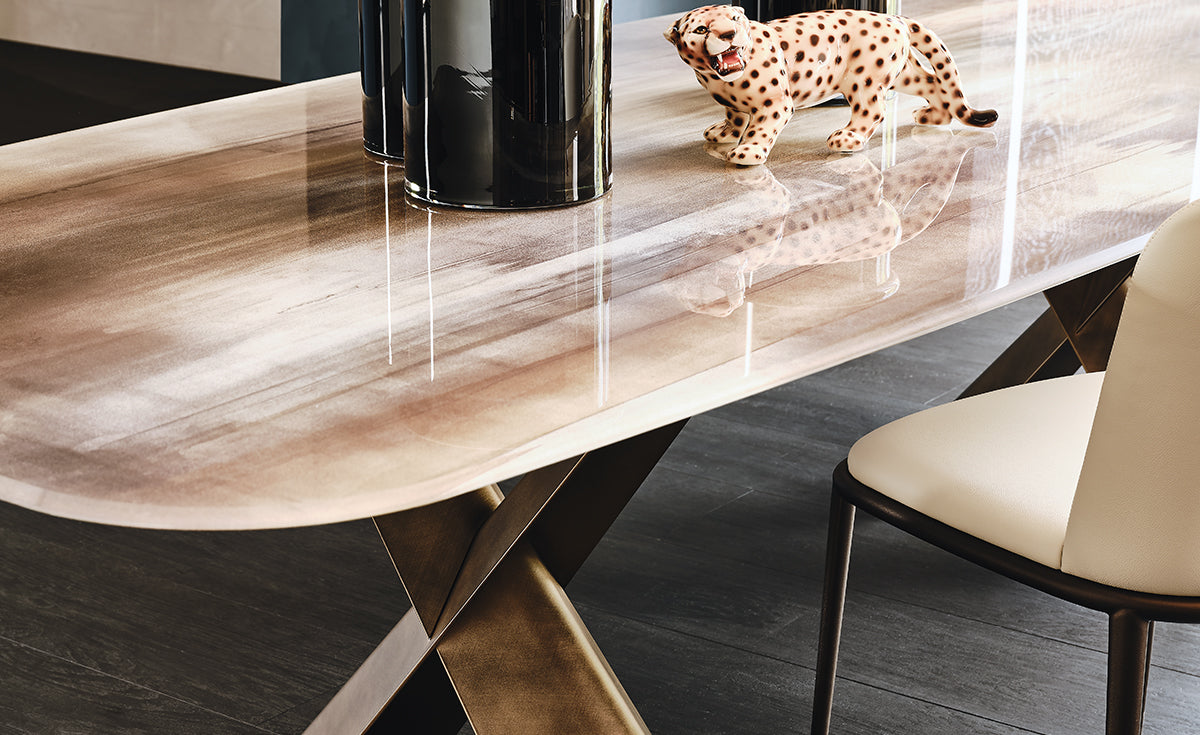 Tavolo Mad Max Crystalart Cattelan - base in acciaio e piano in cristallo 12 mm