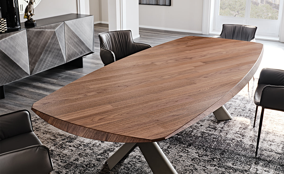 Tavolo Mad Max Wood Cattelan - base in acciaio e piano in legno versione S(con bordi irregolari)