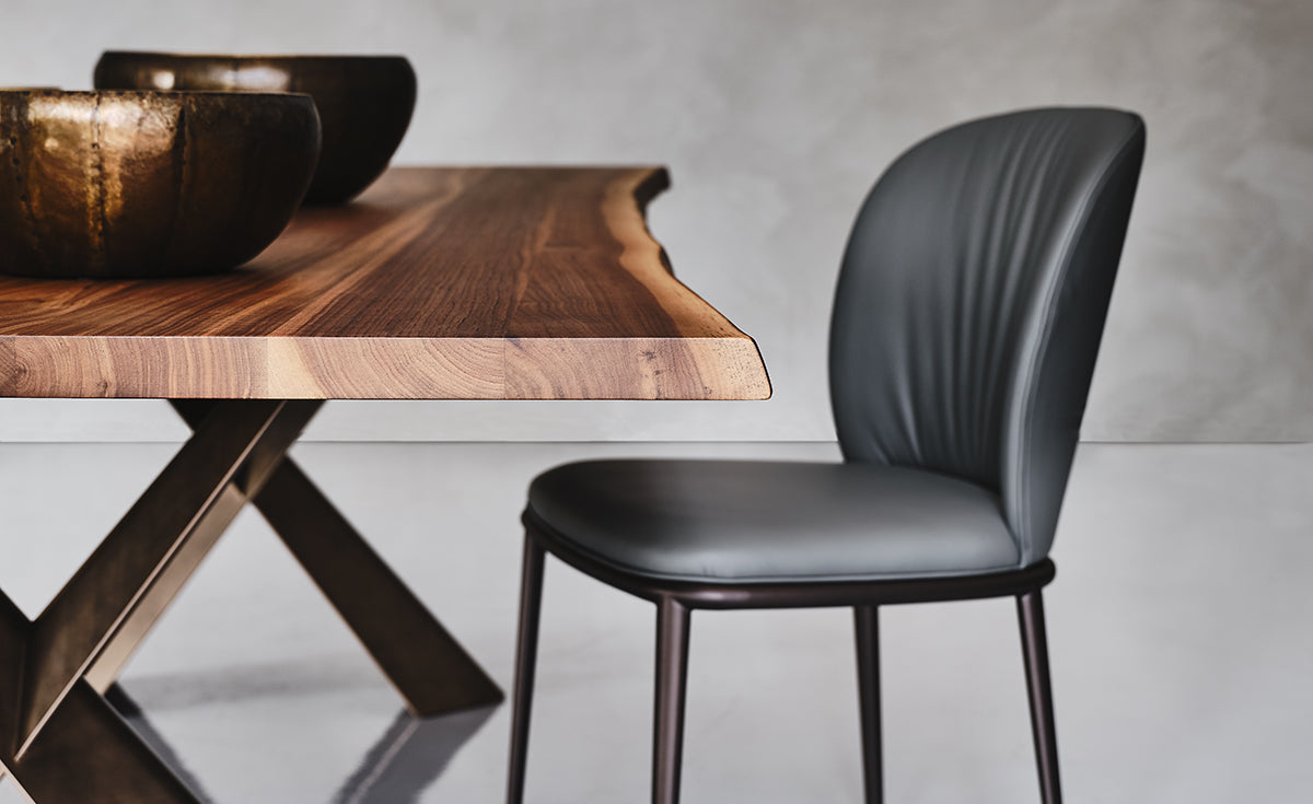 Tavolo Mad Max Wood Cattelan - base in acciaio e piano in legno versione S(con bordi irregolari)