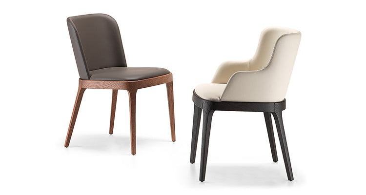 Sedia Magda Cattelan - struttura in legno e rivestimento in tessuto, synthetic nubuck, micro nubuck, ecopelle o pelle