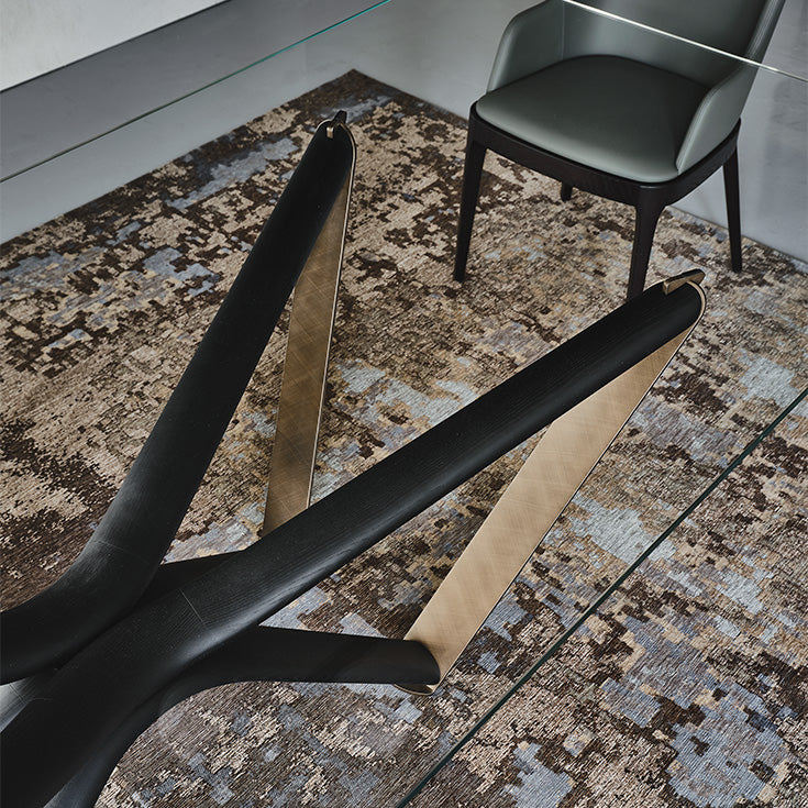 Tavolo Marathon Cattelan - base in legno o acciaio e piano in cristallo trasparente extrachiaro 15 mm