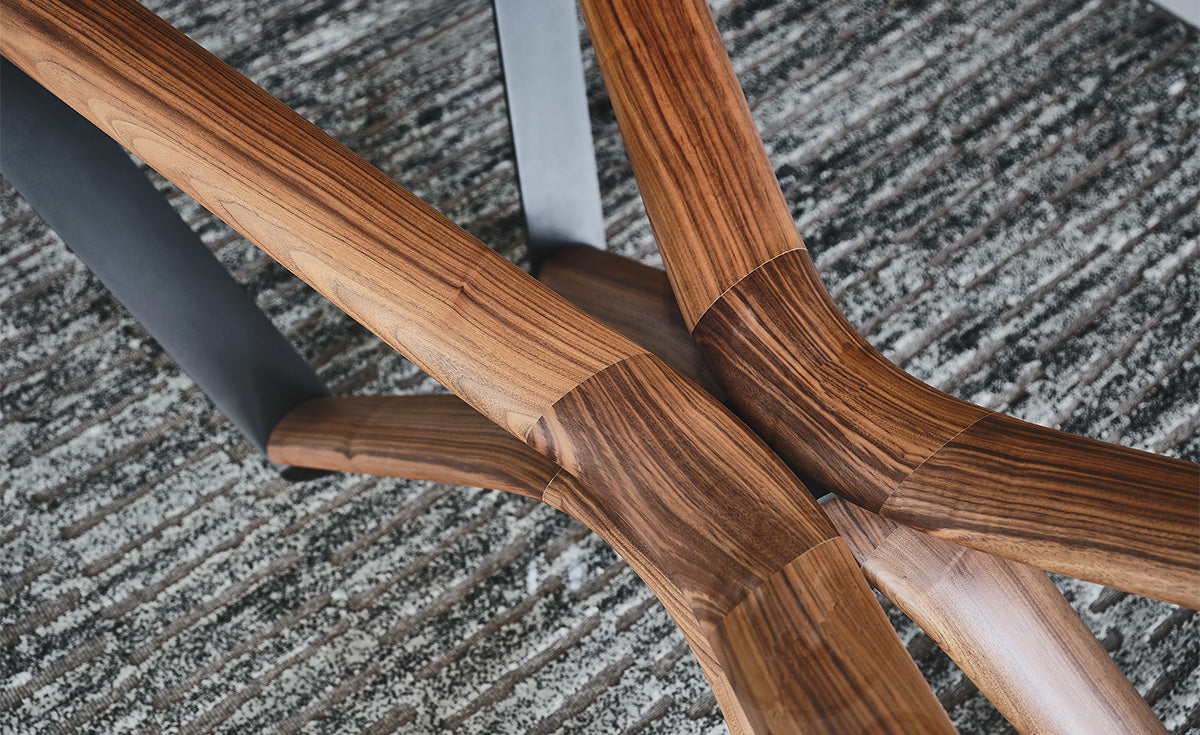 Tavolo Marathon Cattelan - base in legno o acciaio e piano in cristallo trasparente extrachiaro bisellato 15 mm