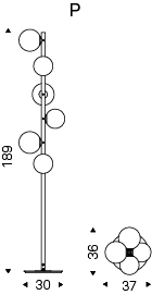 Lampada Planeta Cattelan - struttura in ferro brunito e dettagli in ottone spazzolato