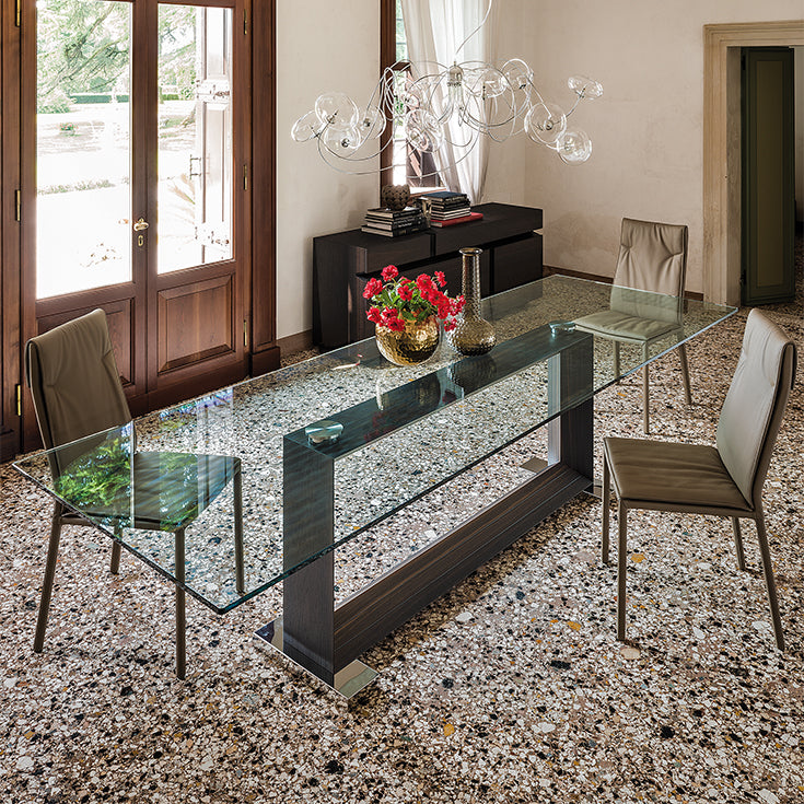 Tavolo Monaco Cattelan - base in legno o acciaio e piano in cristallo o marmo