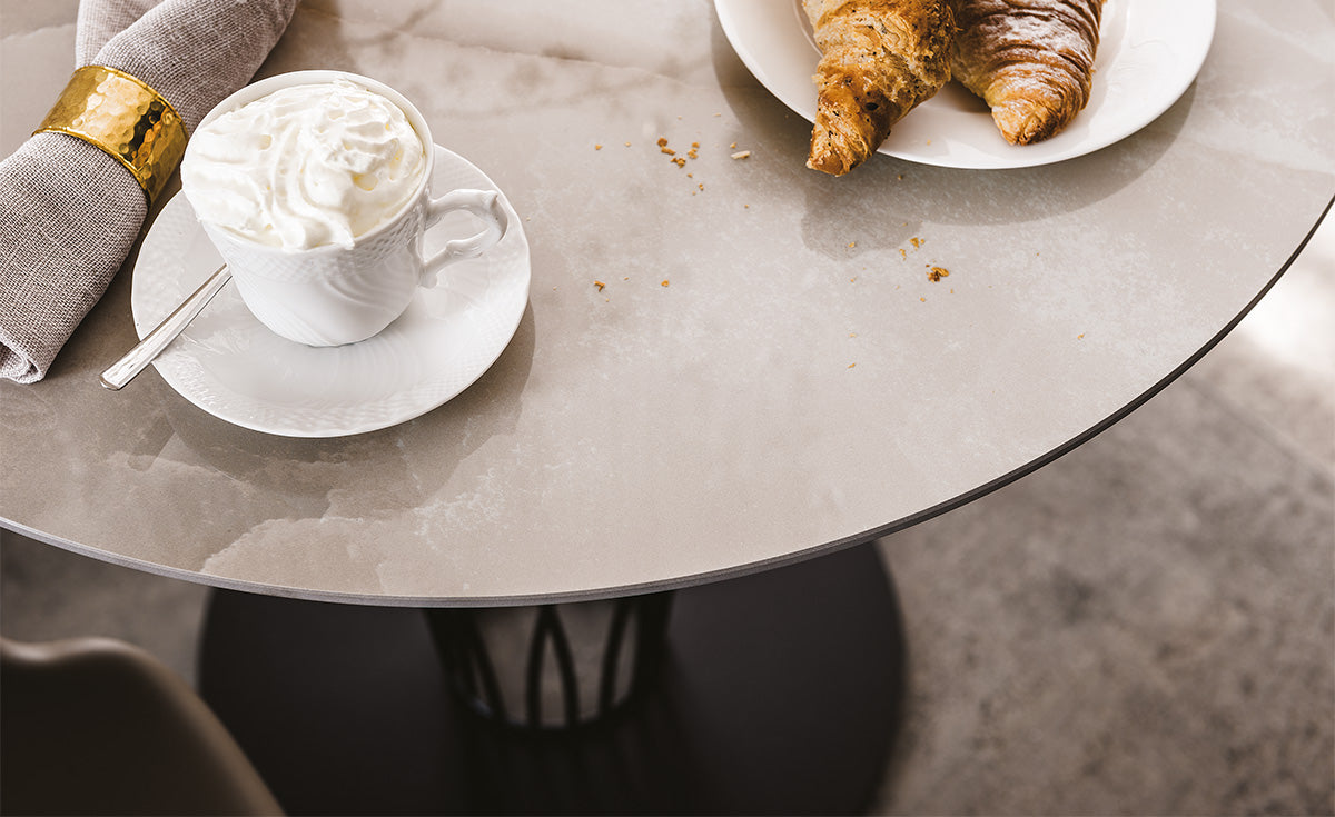Tavolo Nido Keramik Bistrot -base in acciaio e piano in marmo (versione A)