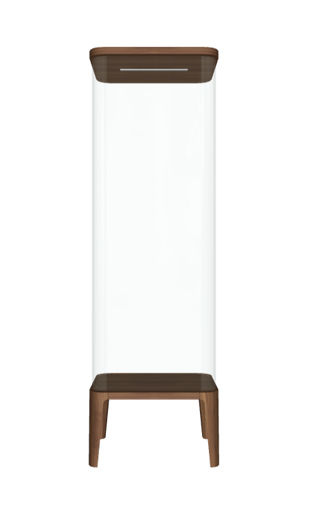 Vetrina Chantal Cattelan - struttura e ripiani in cristallo, cielo e fondo in legno