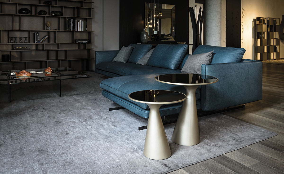 Tavolino Peyote Cattelan - base in poliuretano verniciato e piano in cristallo 5 mm