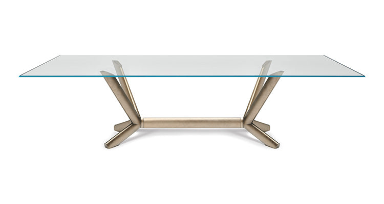 Tavolo Planer Cattelan - base in acciaio e piano in cristallo trasparente extrachiaro bisellato 15 mm