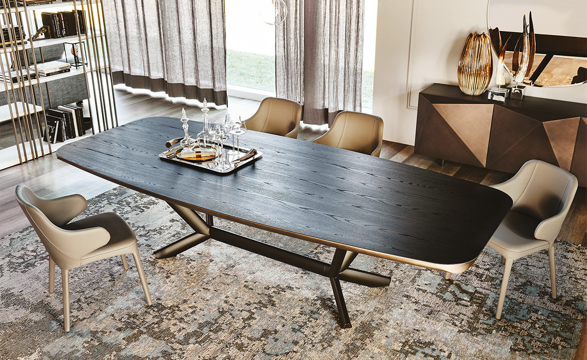 Tavolo Planer Wood Cattelan - base in acciaio e piano in legno (Versione B: piano a botte con bordi bisellati)