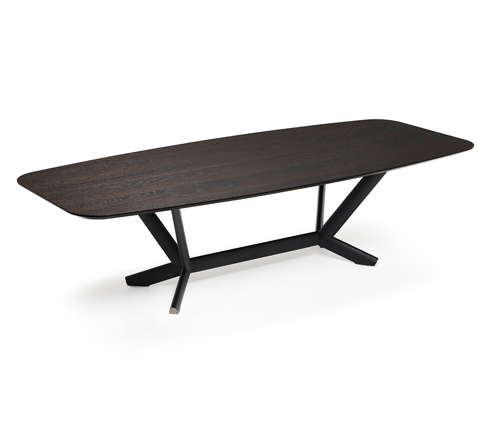 Tavolo Planer Wood Cattelan - base in acciaio e piano in legno (Versione B: piano a botte con bordi bisellati)