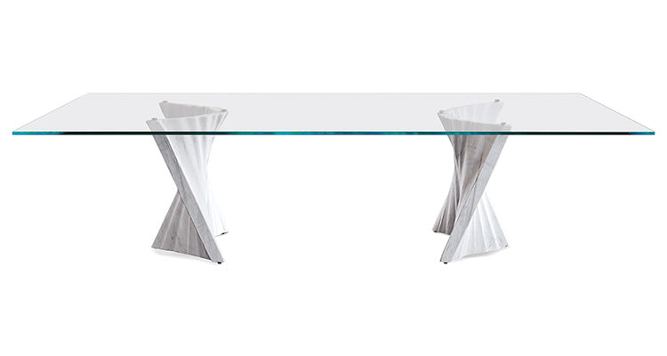 Tavolo Plisset Cattelan - base in marmo e piano in cristallo 15 mm
