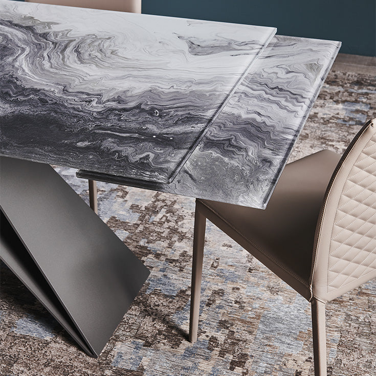 Tavolo Premier Crystalart Drive - base in acciaio e piano in cristallo 12 mm