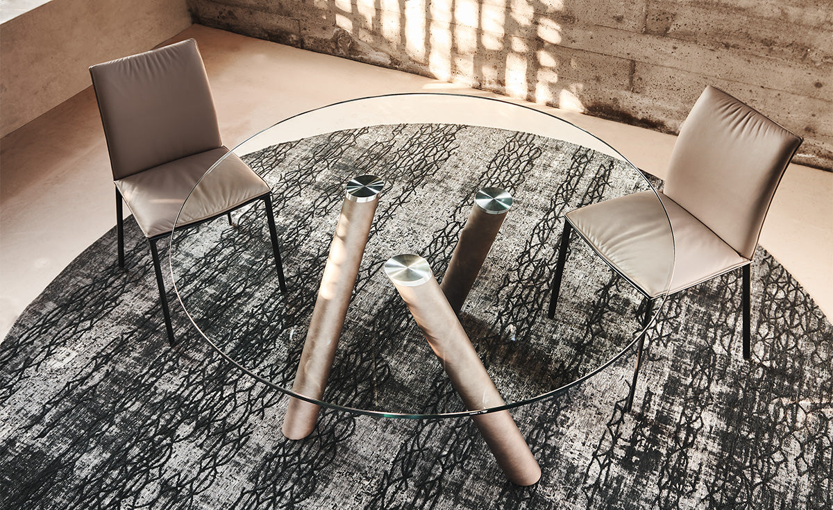 Tavolo Ray Cattelan - gambe in acciaio e piano in cristallo 15 mm