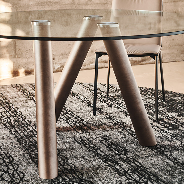 Tavolo Ray Cattelan - gambe in acciaio e piano in cristallo 15 mm