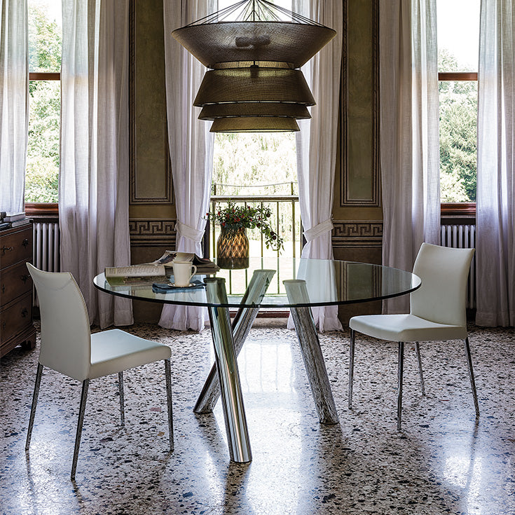 Tavolo Ray Cattelan - gambe in acciaio e piano in cristallo 15 mm