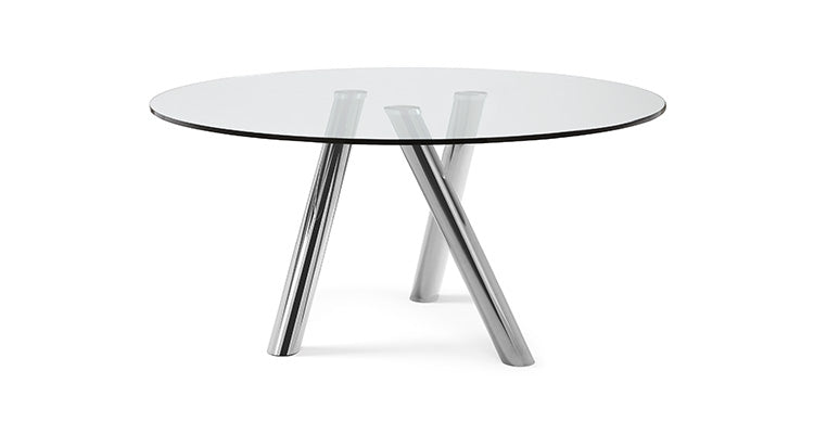 Tavolo Ray Cattelan - gambe in acciaio e piano in cristallo 15 mm