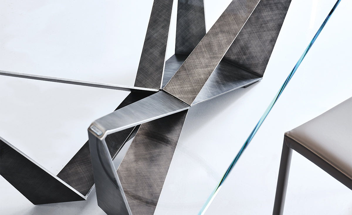 Tavolo Skorpio Cattelan - base in acciaio e piano in cristallo