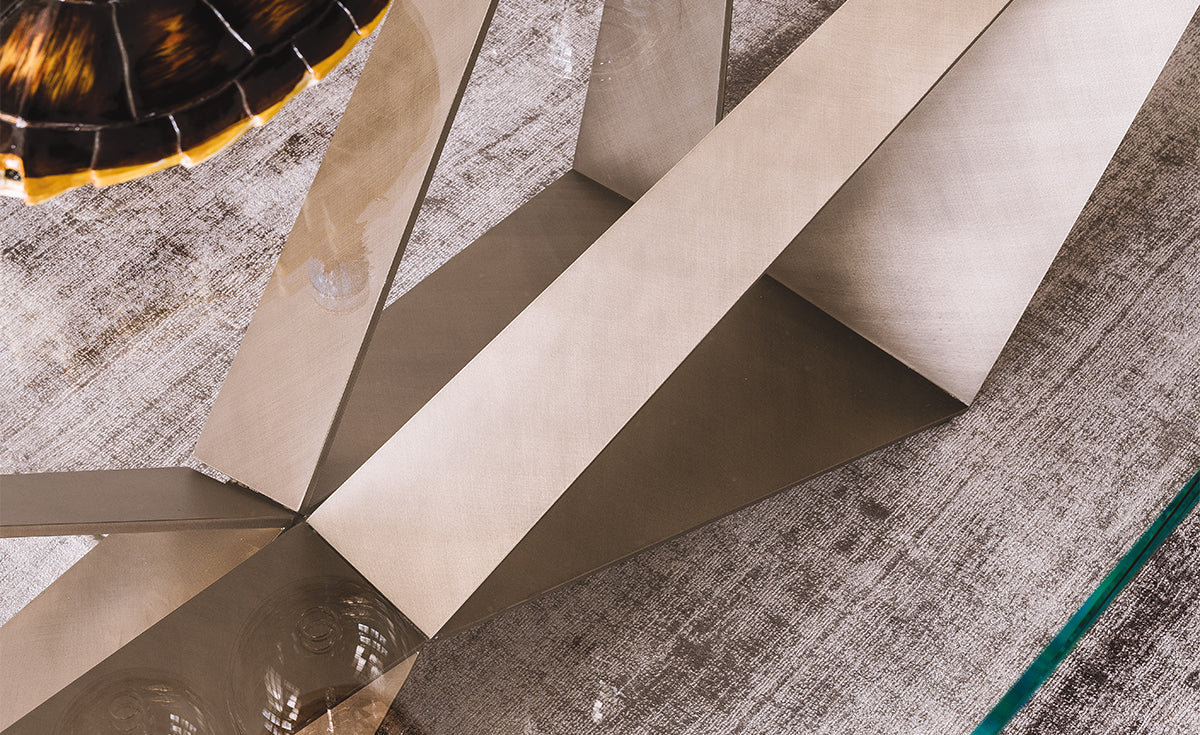 Tavolo Skorpio Cattelan - base in acciaio e piano in cristallo